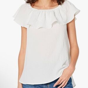 Westbound On/Off Shoulder Ruffle Top